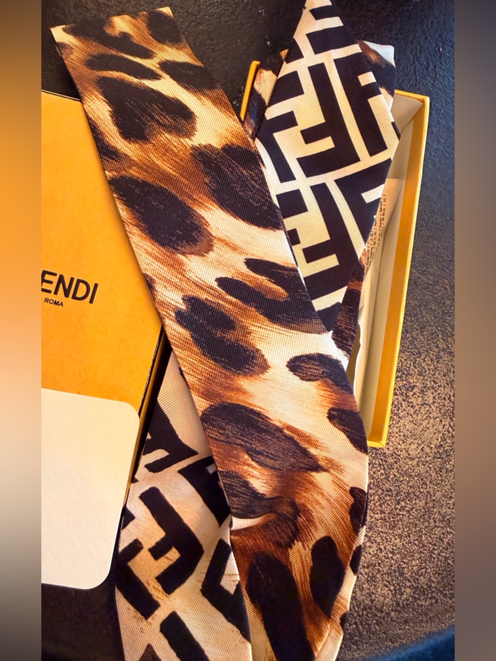 New! Authentic Fendi Wrappy Scarf, Leopard - Picture 2 of 3